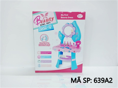 639A2  HỘP KỆ BÀN TRANG ĐIỂM GƯƠNG BÔNG, MÁY SẤY PIN, LƯỢC, KẸP   639A-2