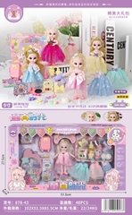 678-43  HỘP BABY 1C KHỚP, MẮT THỦY TINH + 3 ÁO + GƯƠNG ,LƯỢC, VALI, XÂU CHUỖI