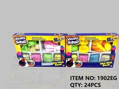 1902EG  HỘP ĐẤT SÉT CÁT NẶN 4 TÚI 800G 2 MẪU (BÁNH SINH NHẬT + RAU CỦ QUẢ)   Vitality Sand