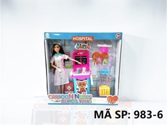 983-6 HỘP BABY BÁC SĨ THÚ Y 1C KHỚP + BÀN + 2C CHÓ, 2C MÈO, KHÂY ĂN, CÂN, GIỎ Cartoon Nurse Medical Tools