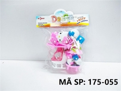 175-055  TÚI MÈO KITTY 4C + TRỰC THĂNG + 2C GHẾ + DÙ + KEM, KẸO  (PVC)