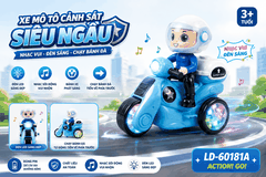 LD-60181A XE MOTO 3 BÁNH PIN NHẠC ĐÈN, NÂNG ĐẦU XOAY 360 ĐỘ, PHUN KHÓI, CÓ NGƯỜI Police