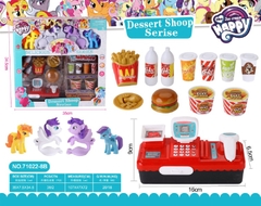 71022-8B  HỘP BẾP QUẦY BÁNH MÌ HAMBUGER, NƯỚC NGỌT + MÁY TÍNH TIỀN SIÊU THỊ + 4C NGỰA PONY