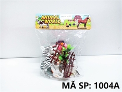 1004A  TÚI THÚ NHÀ 11C (3C LỚN, 7C NHỎ, VỊT HÍT) + HÀNG RÀO, CÂY, ĐÁ (PVC)   Animal World   77, 88