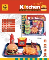 8808-4  VỈ KHÂY BÁNH HAMBUGER, GÀ, KHOAI TÂY, TƯƠNG ỚT, NƯỚC