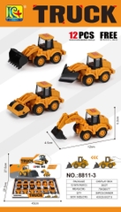 8811-3  HỘP XE CÔNG TRÌNH TRỚN 12C ĐỦ MẪU (LU, CÀO, XÚC)