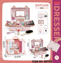 8HT02  HỘP VALI TRANG ĐIỂM, PHẤN TRANG ĐIỂM, SON, LƯỢC
