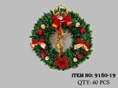 9180-19  VÒNG LÁ TRANG TRÍ NOEL + NƠ