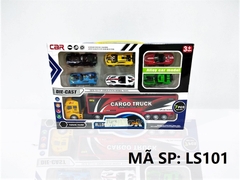 LS101  HỘP XE SẮT TRỚN 7C (1C CONTAINER DÀI, 6C XE HƠI ĐỦ MẪU)   7558, 8558, 9558, 2019-