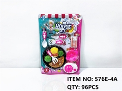 576E-4A  VỈ BẾP DÍNH BÁNH PIZZA, BẾP GAS ĐƠN, NỒI, TIỀN   576E-