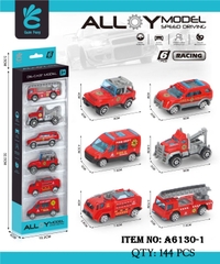 A6130-1  VỈ HỘP XE CỨU HỎA SẮT KHÔNG TRỚN 6C ĐỦ MẪU (THANG, NÂNG, CỨU THƯƠNG)