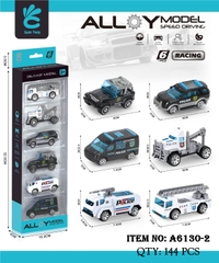 A6130-2  VỈ HỘP XE CẢNH SÁT SẮT KHÔNG TRỚN 6C ĐỦ MẪU (THANG, NÂNG, CỨU THƯƠNG)