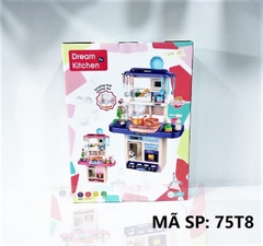75T8  HỘP KỆ BẾP PIN HƠI NƯỚC LÒ NƯỚNG, TỦ LẠNH, MÁY ÉP LÀM MÌ, 8 HŨ ĐẤT SÉT, BẾP GAS, BỒN RỬA RAU (HỒNG)   Dream Kitchen   75T-5, 75T-6, 75T-7, 75T-8