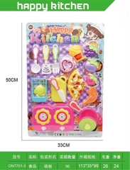 DN7701-3  VỈ BẾP GAS ĐÔI, CHẢO, THỚT, BÁNH PIZZA, KHOAI TÂY, ĐÙI GÀ