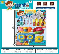 181-5  VỈ BẾP GAS ĐÔI, NỒI,  MUỖNG, RỔ CÁ, THỨC ĂN