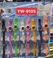 YW-9105 VỈ ĐEO TAY ĐỒNG HỒ NHỰA DẺO ĐỦ MÀU 16 CÁI