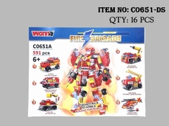 C0651-DS  HỘP LOGO RÁP ROBO BIẾN HÌNH XE CỨU HỎA 591 MIẾNG