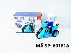 60181A  HỘP XE MOTO 3 BÁNH PIN NHẠC ĐÈN, NÂNG ĐẦU XOAY 360 ĐỘ, PHUN KHÓI, CÓ NGƯỜI   Police