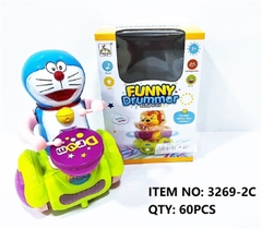 3269-2C  HỘP DOREMON THĂNG BẰNG ĐÁNH TRỐNG PIN NHẠC ĐÈN XOAY 360 ĐỘ   3269-