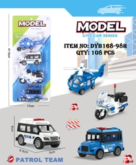 DYB168-98H  VỈ XE CẢNH SÁT TRỚN 4C ĐỦ MẪU (TRỰC THĂNG, MOTO)