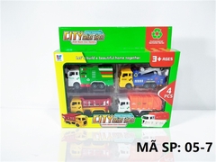 _05-7  VỈ HỘP XE CÔNG TRÌNH TRỚN 4C ĐỦ MẪU (CHUYỂN PHÁT NHANH, CẨU, BEN, RÁC)
