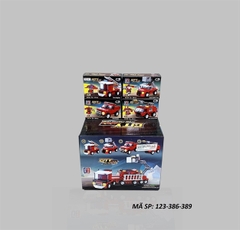 123-386-389  HỘP LOGO RÁP XE CỨU HỎA TRỚN 4 IN 1 HỘP 20C GREAT FRIEND