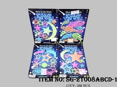 SG-21008ABCD-1  VỈ DÁN TRANG TRÍ NGÔI SAO DẠ QUANG ĐỦ MẪU
