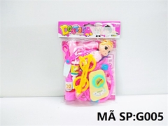 G005  TÚI BÁC SĨ TAI NGHE HỒNG, MẮT KIẾNG, KÉO + 1C BÉ CHIBI (PVC)   X001, X002, X003, X004