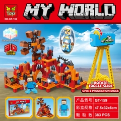 GT-159  HỘP LOGO RÁP MY WORLD 383 MIẾNG + CHIẾU HÌNH PIN ĐÈN