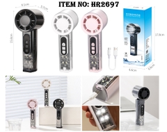 HR2697  HỘP QUẠT PIN CẦM TAY SÒ LẠNH ĐÈN + SẠC