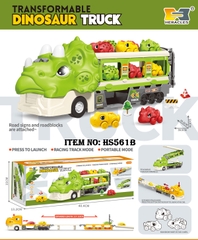 HS561B  HỘP XE KHỦNG LONG TÊ GIÁC TRỚN PIN 2 TẦNG CHỞ 6C KHỦNG LONG BIẾN HÌNH ĐƯỜNG ĐUA XE CONTAINER DÀI