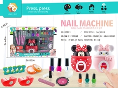 HZ001  HỘP TRANG ĐIỂM MÓNG TAY, CỌ, SƠN MÓNG TAY, MÁY HƠ GEL 2 MẪU (MICKEY, KITTY)