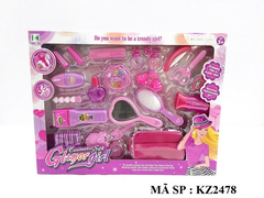 KZ2478  HỘP TRANG ĐIỂM MÁY SẤY, BÓP, CHÌA KHÓA, PHẤN, LƯỢC, KÉO, MÁY HỚT TÓC, KẸP TÓC