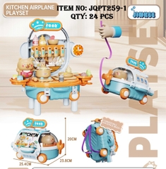 JQPT259-1  HỘP KỆ BẾP MÁY BAY, NỒI, CHẢO, DAO, MUỖNG + 1C GẤU