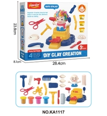 KA1117  HỘP ĐẤT SÉT NẶN 4 HŨ CẮT TÓC, KÉO, DAO CẠO