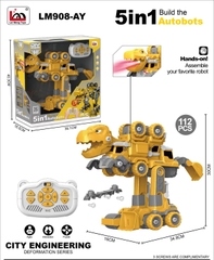 LM908-AY  HỘP RÁP KHỦNG LONG ĐIỀU KHIỂN BIẾN HÌNH XE NÔNG NGHIỆP TRỚN ĐỦ MẪU (VÀNG)