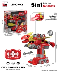 LM909-AY  HỘP RÁP KHỦNG LONG ĐIỀU KHIỂN BIẾN HÌNH XE NÔNG NGHIỆP TRỚN ĐỦ MẪU (ĐỎ)