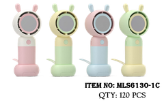 MLS6130-1C  HỘP QUẠT PIN GƯƠNG TAI THỎ + SẠC USB