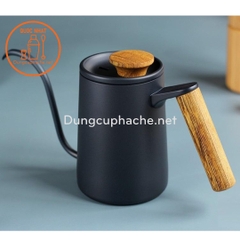 Ấm rót cafe pour over 600ml tay cầm gỗ (dùng bếp) -K