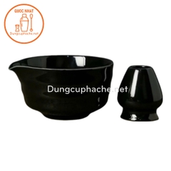 Bộ Chawan + đế gác chổi (MÀU ĐEN)_Full hộp -K