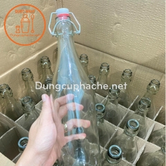CHAI thuỷ tinh nút gài dáng Tròn 1 Lít - T30 -K