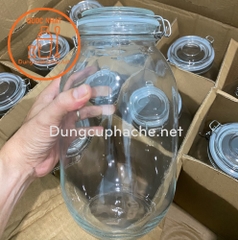 Hũ thủy tinh nắp gài dáng TRÒN 3000ml - T12 -K