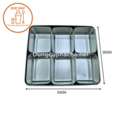 Khay inox topping 6 ngăn (nắp nhựa) - T20 +10%