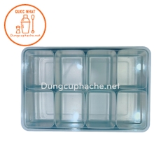 Khay inox topping 8 ngăn (nắp nhựa) - T16 +10%