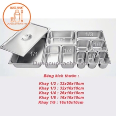 Khay inox 1/6 cao 10cm -10%