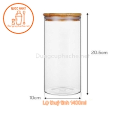 Lọ thuỷ tinh Deli nắp gỗ tre - 1400ml - T36 -K