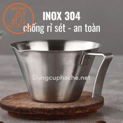 Ly đong cà phê inox 100ml  (MÀU THÉP)- Có VẠCH +10%