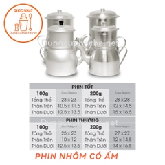 Phin nhôm có ấm loại BÓNG DÀY 200gr -T24 +10%
