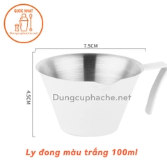 Ly đong cà phê inox 100ml (MÀU TRẮNG)- Có VẠCH -10%