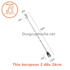 Thìa barspoon 2 đầu NGẮN - 26cm +10%